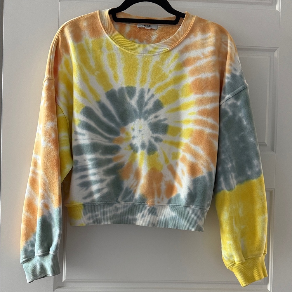 Agolde Balloon Sleeve Tie-Dye 100% Cotton Relaxed Fit French Terry Sweatshirt